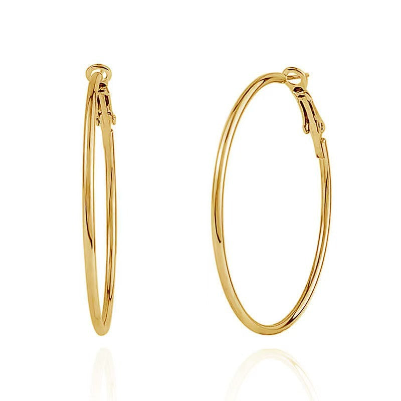 Round Gold Hoop Earrings For Unisex Featuring Exaggerated Style And 304 Stainless Steel Posts With Iron Material