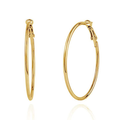 Round Gold Hoop Earrings For Unisex Featuring Exaggerated Style And 304 Stainless Steel Posts With Iron Material