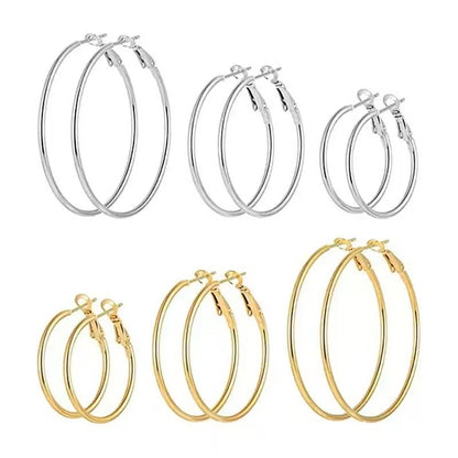 Round Gold Hoop Earrings For Unisex Featuring Exaggerated Style And 304 Stainless Steel Posts With Iron Material