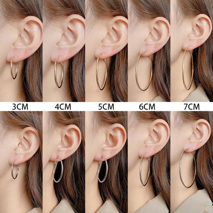Round Gold Hoop Earrings For Unisex Featuring Exaggerated Style And 304 Stainless Steel Posts With Iron Material