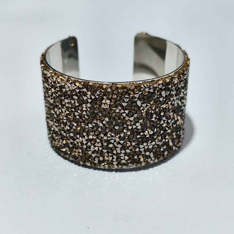 Exaggerated Star Metal Bangle For Women With Rhinestones In Silver Wristband Style