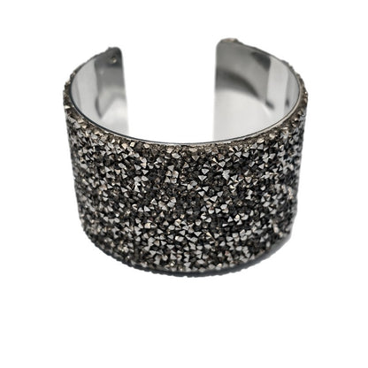 Exaggerated Star Metal Bangle For Women With Rhinestones In Silver Wristband Style