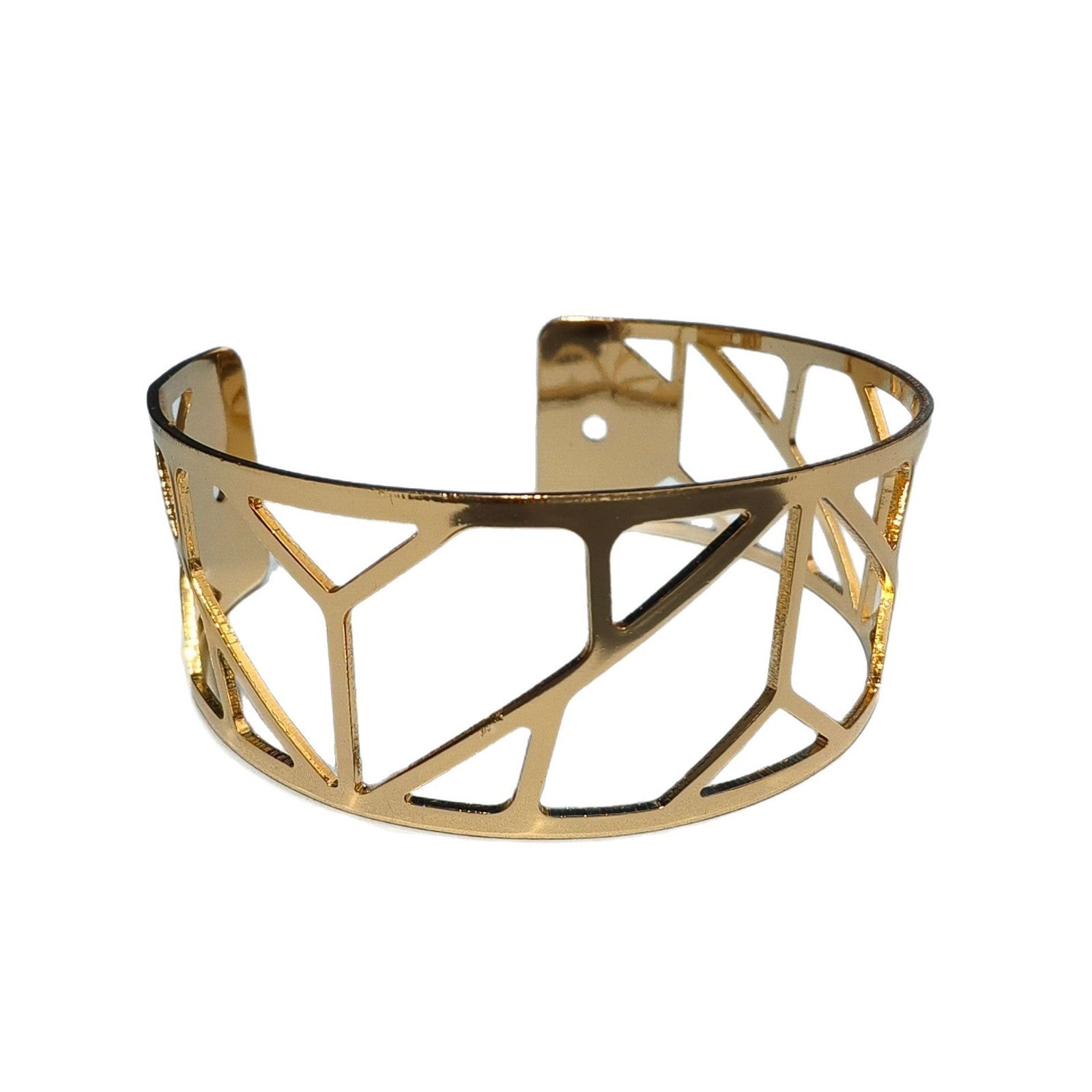 Novelty Geometric Asymmetrical Gold Bangle For Women With Electroplated Metal Finish