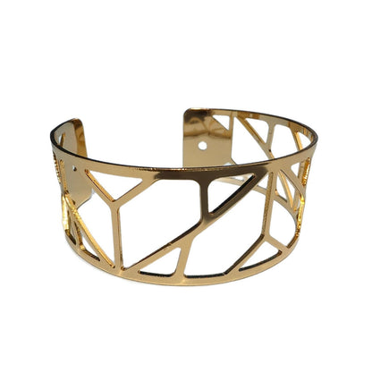 Novelty Geometric Asymmetrical Gold Bangle For Women With Electroplated Metal Finish