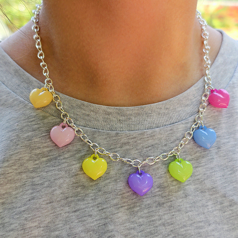 Cute Heart Shape Necklace For Women Featuring Electroplated Alloy Pendant In Colour With Mixed Materials