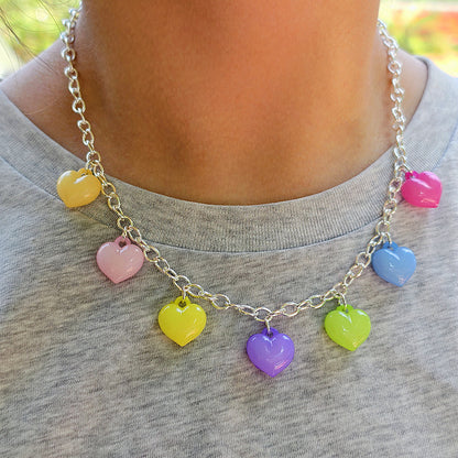 Cute Heart Shape Necklace For Women Featuring Electroplated Alloy Pendant In Colour With Mixed Materials