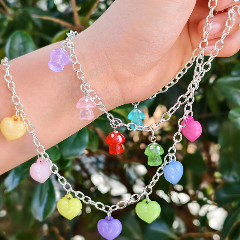 Cute Heart Shape Necklace For Women Featuring Electroplated Alloy Pendant In Colour With Mixed Materials