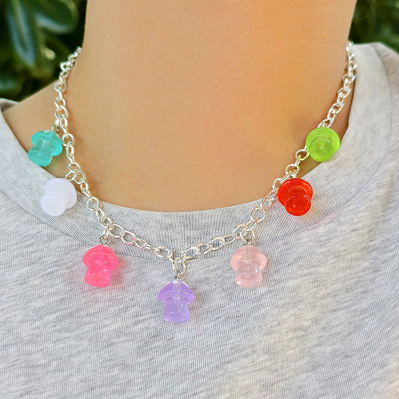Cute Heart Shape Necklace For Women Featuring Electroplated Alloy Pendant In Colour With Mixed Materials