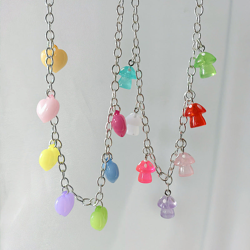 Cute Heart Shape Necklace For Women Featuring Electroplated Alloy Pendant In Colour With Mixed Materials