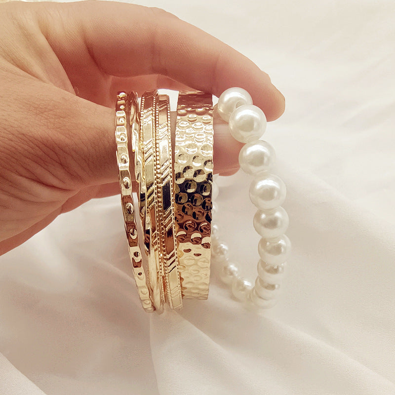 Round Gold Metal Bangle Featuring Electroplated Finish For Elegant Style