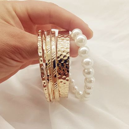Round Gold Metal Bangle Featuring Electroplated Finish For Elegant Style