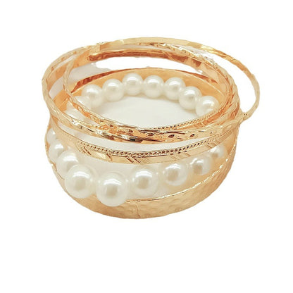 Round Gold Metal Bangle Featuring Electroplated Finish For Elegant Style