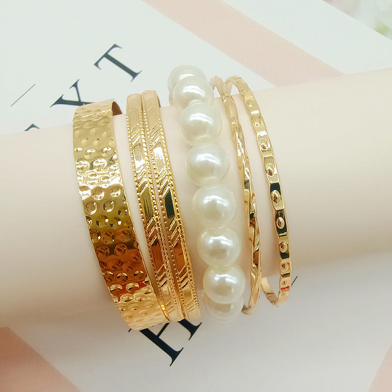 Round Gold Metal Bangle Featuring Electroplated Finish For Elegant Style