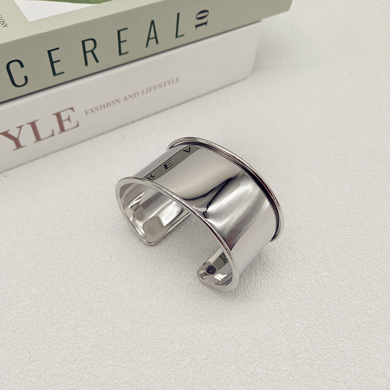 Exaggerated Silver Metal Bangle For Women With Electroplated Finish