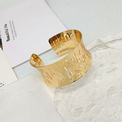 Punk Style Irregular Copper Bangle For Women In Gold Color