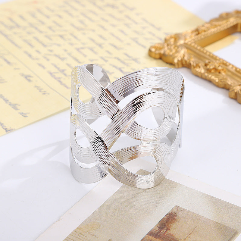 Simple Style Geometric Asymmetrical Bangle In Gold Featuring Electroplated Golden Plated Metal
