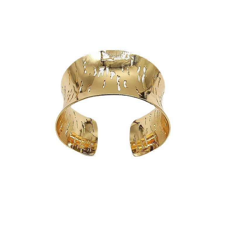 Punk Style Irregular Copper Bangle For Women In Gold Color