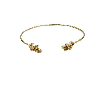 Leaves Pattern Women’s Arm Cuff Wristband Set Of 3 Pieces Featuring Electroplated Metal With Artificial Gemstones