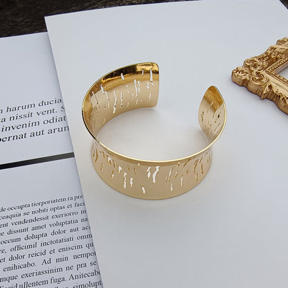 Punk Style Irregular Copper Bangle For Women In Gold Color