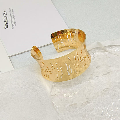 Punk Style Irregular Copper Bangle For Women In Gold Color
