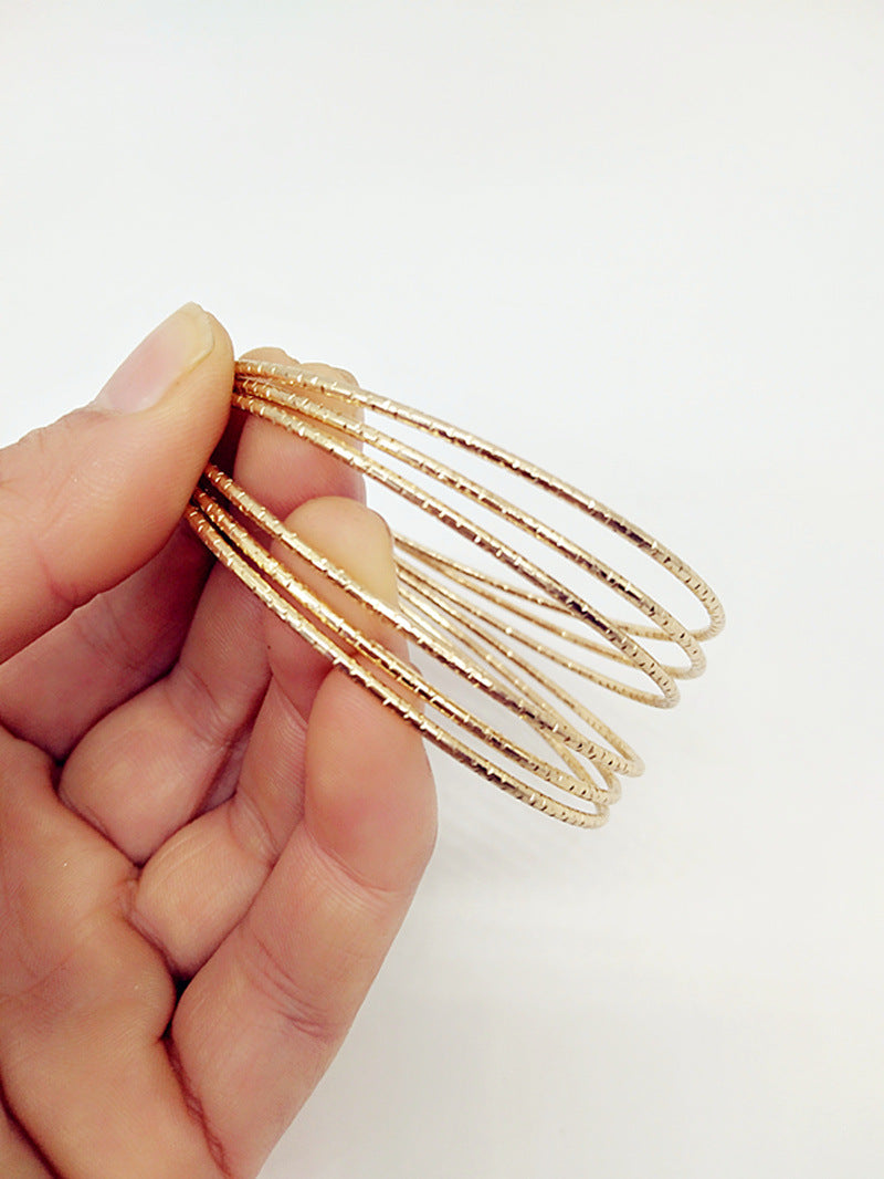 Exaggerated Waves Large Earrings For Women In Rose Gold Metal, Perfect For Travel