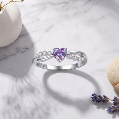 Nordic Style Women's Heart Shape Ring In 925 Sterling Silver With Rhodium Plating And Zircon Inlay