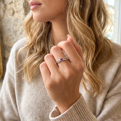 Nordic Style Women's Heart Shape Ring In 925 Sterling Silver With Rhodium Plating And Zircon Inlay