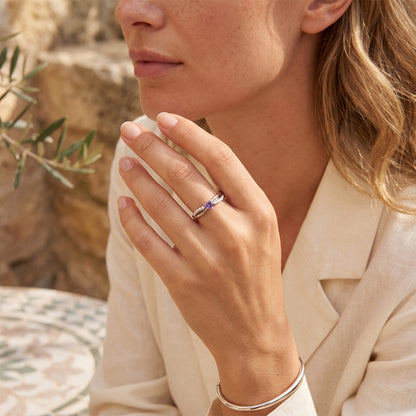 Nordic Style Women's Heart Shape Ring In 925 Sterling Silver With Rhodium Plating And Zircon Inlay