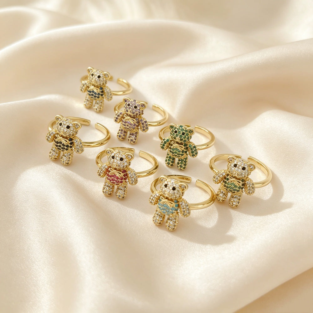 Little Bear Jewelry Accessories In Gold Featuring Electroplated Copper With Sweet Style