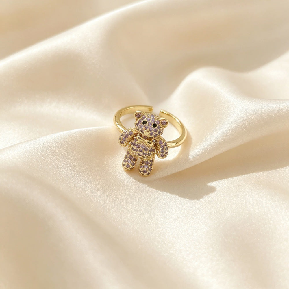 Little Bear Jewelry Accessories In Gold Featuring Electroplated Copper With Sweet Style