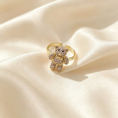 Little Bear Jewelry Accessories In Gold Featuring Electroplated Copper With Sweet Style