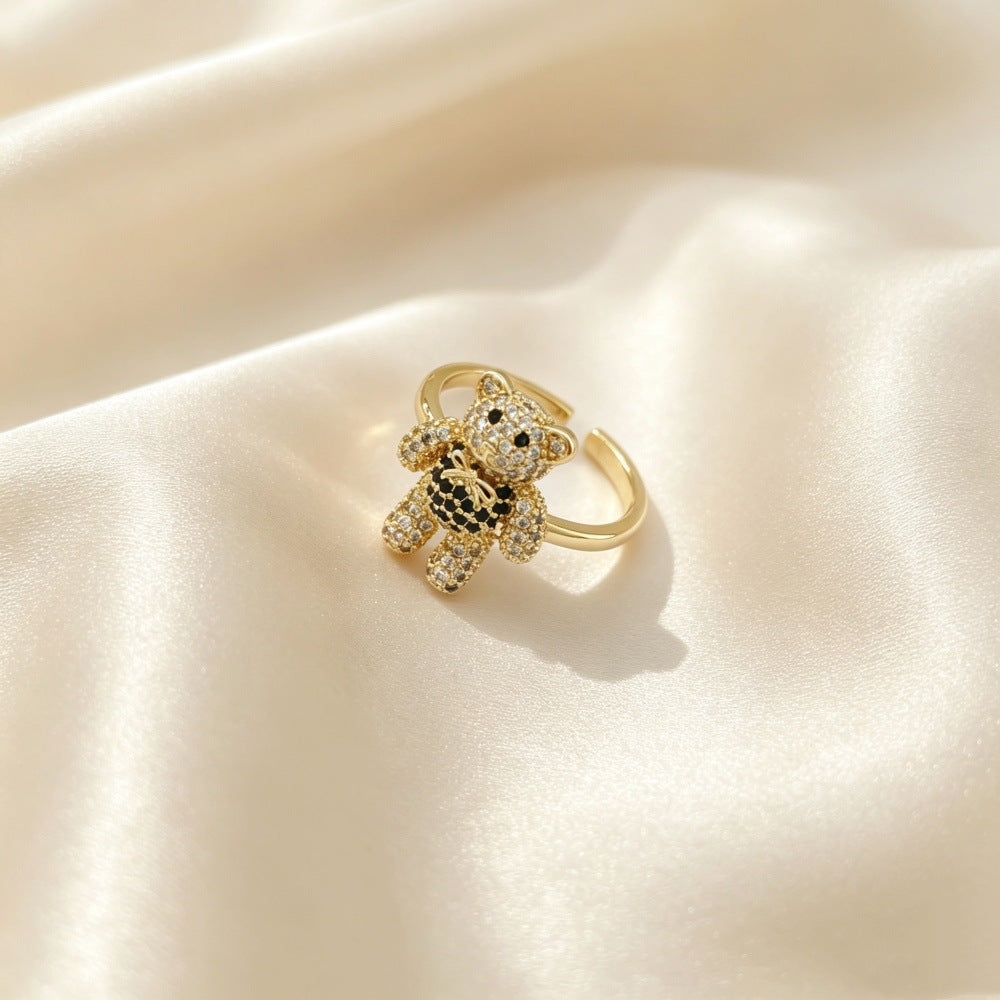 Little Bear Jewelry Accessories In Gold Featuring Electroplated Copper With Sweet Style