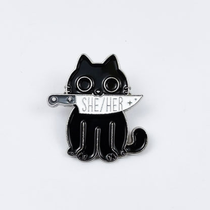 Cat Pin Made Of Zinc Alloy Featuring Enamel Craft