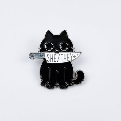 Cat Pin Made Of Zinc Alloy Featuring Enamel Craft
