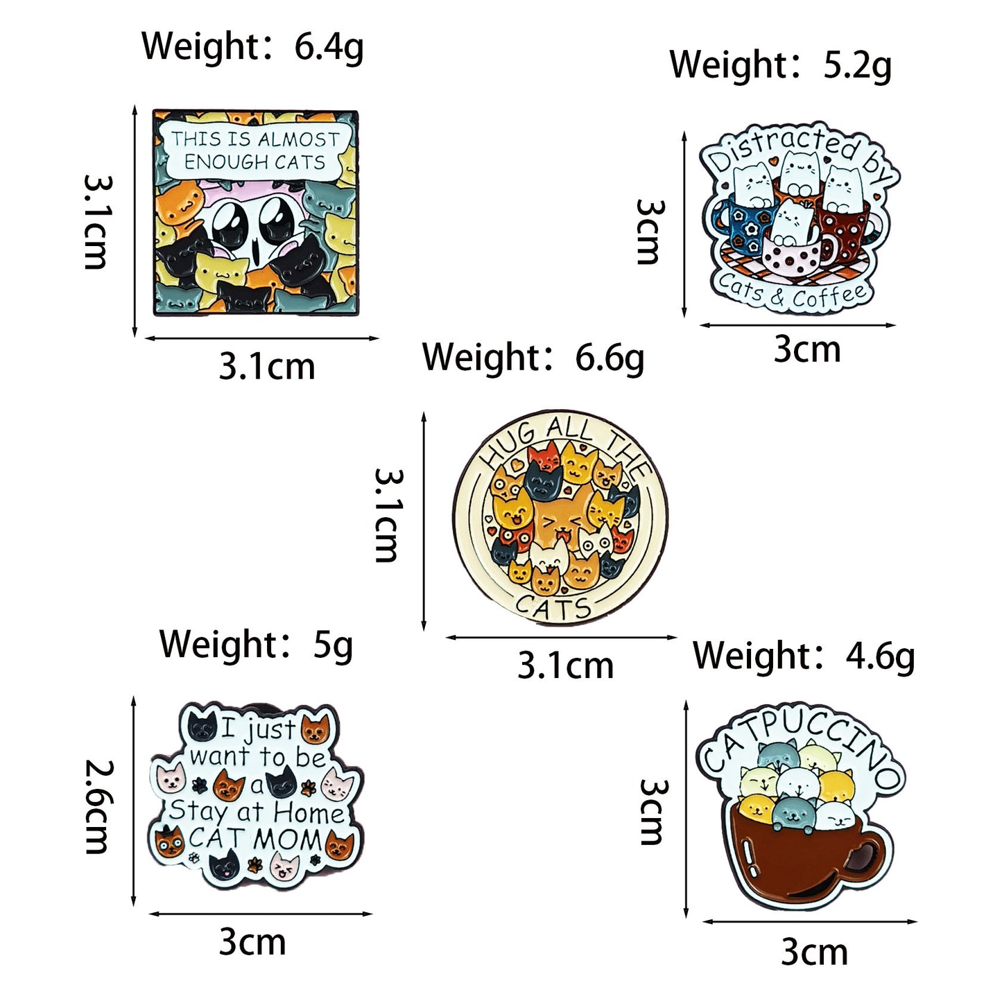 Cat Pin Made Of Zinc Alloy Featuring Enamel Craft