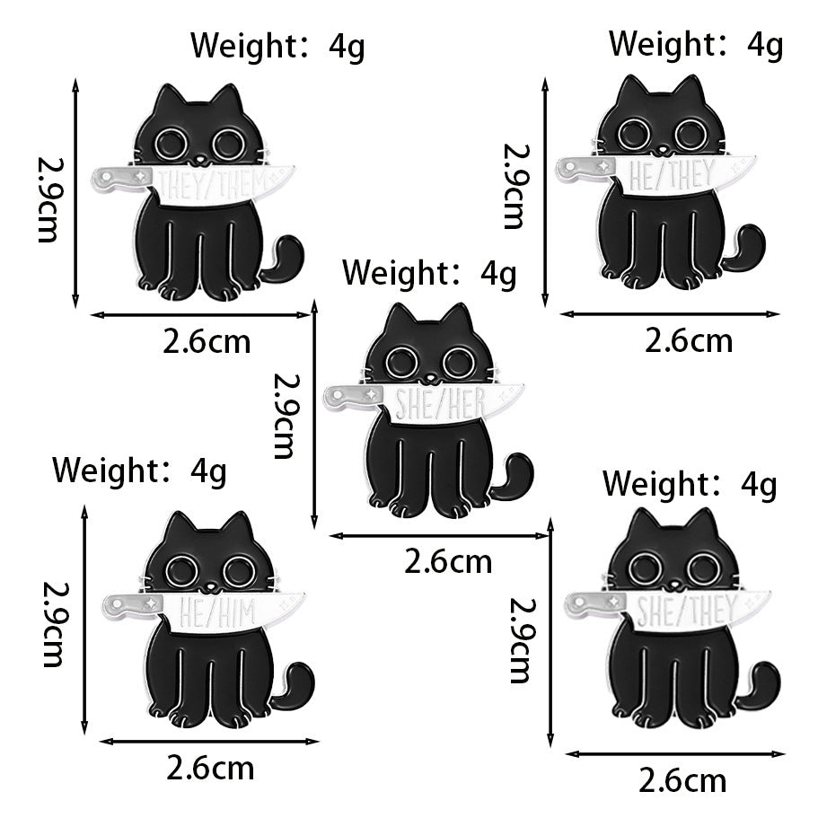 Cat Pin Made Of Zinc Alloy Featuring Enamel Craft
