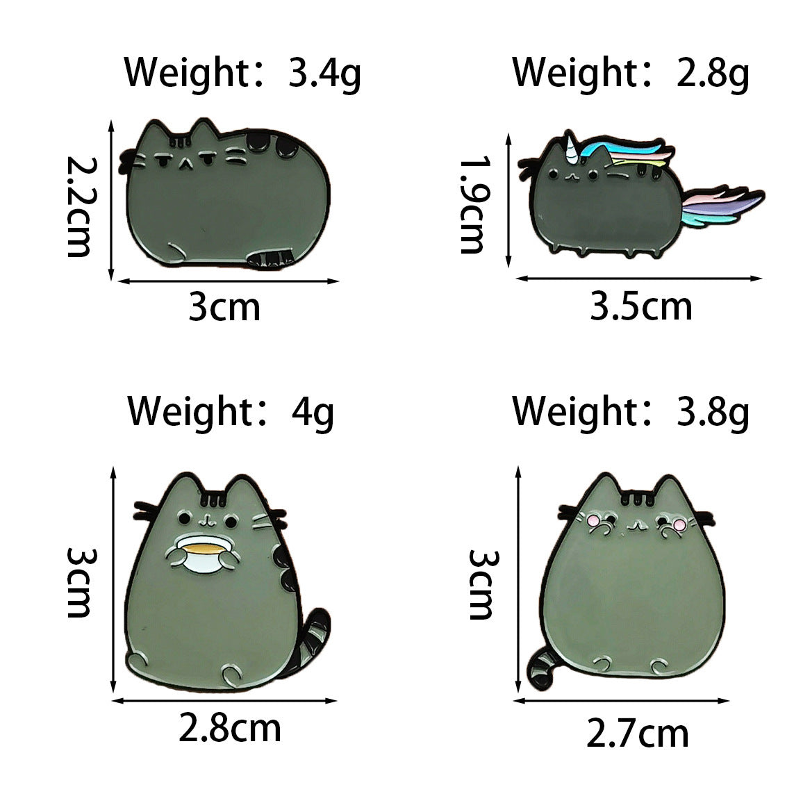 Cat Pin Made Of Zinc Alloy Featuring Enamel Craft