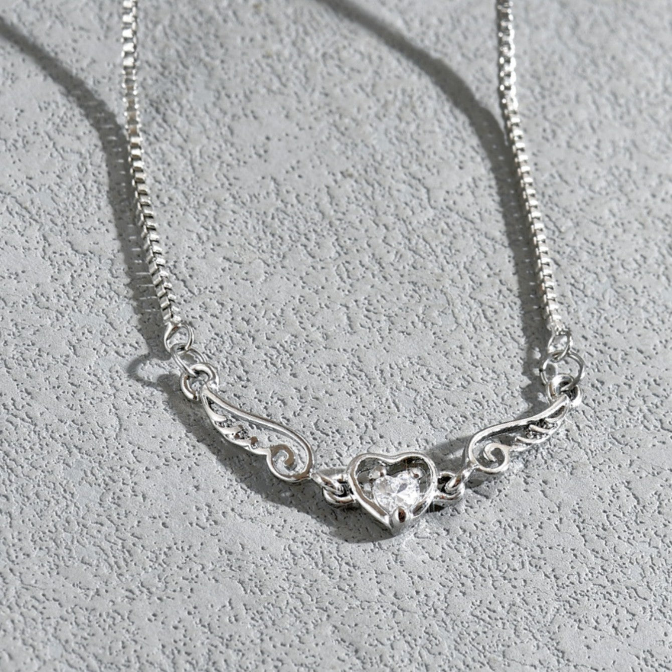 Heart Shape Electroplated Copper Pendant Necklace For Women With Rhinestones And Box Chain