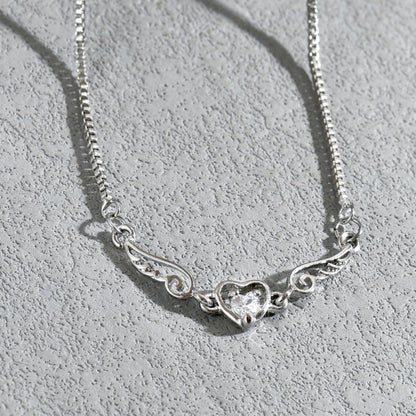 Heart Shape Electroplated Copper Pendant Necklace For Women With Rhinestones And Box Chain