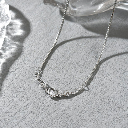 Heart Shape Electroplated Copper Pendant Necklace For Women With Rhinestones And Box Chain