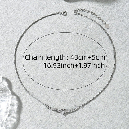 Heart Shape Electroplated Copper Pendant Necklace For Women With Rhinestones And Box Chain