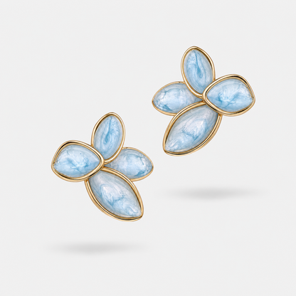 Nordic Style Leaves Enamel Earrings With 18K Real Gold Plated 304 Stainless Steel And Imitation Pearl Inlay Featuring Water Plating