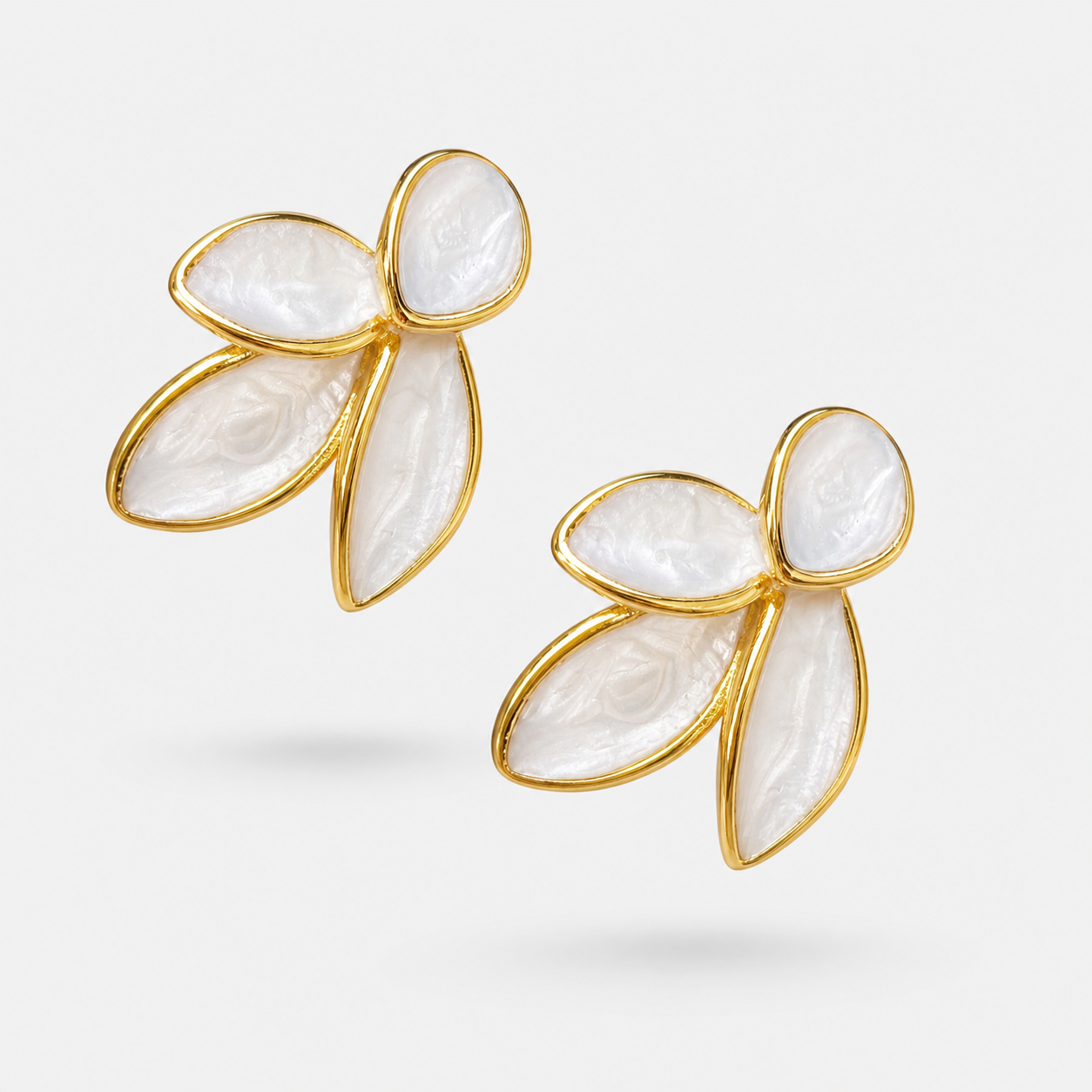 Nordic Style Leaves Enamel Earrings With 18K Real Gold Plated 304 Stainless Steel And Imitation Pearl Inlay Featuring Water Plating