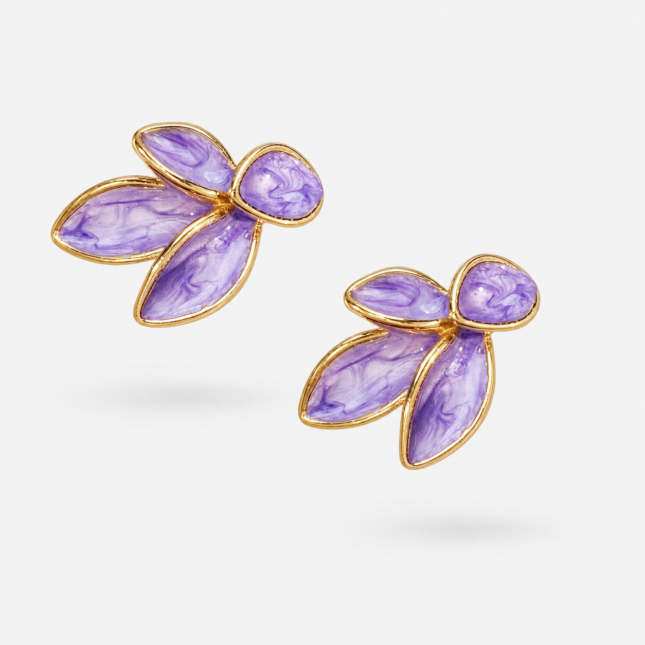 Nordic Style Leaves Enamel Earrings With 18K Real Gold Plated 304 Stainless Steel And Imitation Pearl Inlay Featuring Water Plating