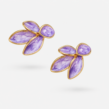 Nordic Style Leaves Enamel Earrings With 18K Real Gold Plated 304 Stainless Steel And Imitation Pearl Inlay Featuring Water Plating