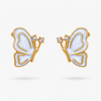 Nordic Style Leaves Enamel Earrings With 18K Real Gold Plated 304 Stainless Steel And Imitation Pearl Inlay Featuring Water Plating