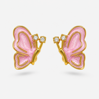 Nordic Style Leaves Enamel Earrings With 18K Real Gold Plated 304 Stainless Steel And Imitation Pearl Inlay Featuring Water Plating