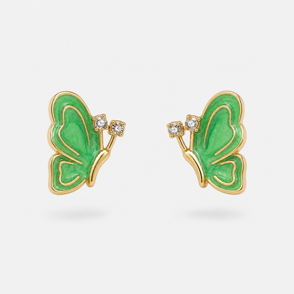 Nordic Style Leaves Enamel Earrings With 18K Real Gold Plated 304 Stainless Steel And Imitation Pearl Inlay Featuring Water Plating