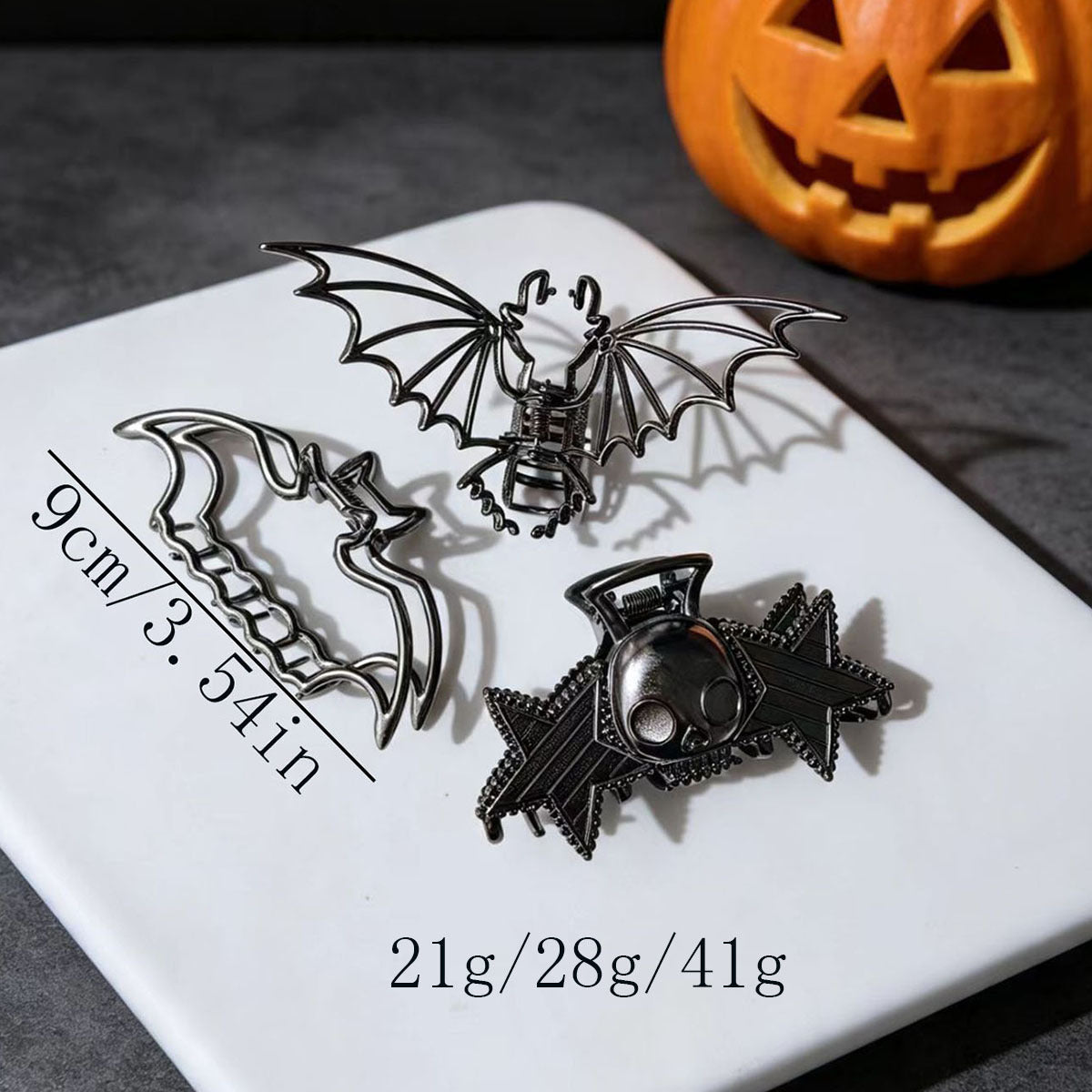 Gothic Skull Hair Claws For Women, Zinc Alloy Hairpin Set Of 3 Pieces, Perfect For Halloween