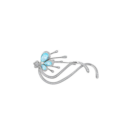 Baroque Style 925 Sterling Silver Pin For Women With Natural Stone Inlay And Tassel Craftsmanship